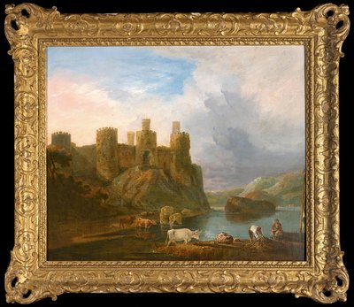 Ein Blick auf Conway Castle mit Fischern, die ihre Netze reparieren von John Inigo Richards